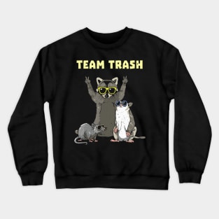 Team Trash Opossum Raccoon Rat_ Funny Animals Garbage Gang Crewneck Sweatshirt